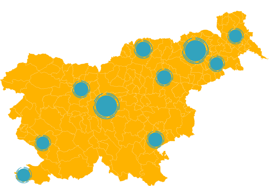 Zemljevid mreže svetovalcev v Sloveniji